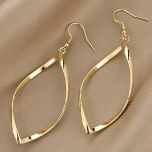 Gold-Tone Curved Oval Drop Dangle Earrings